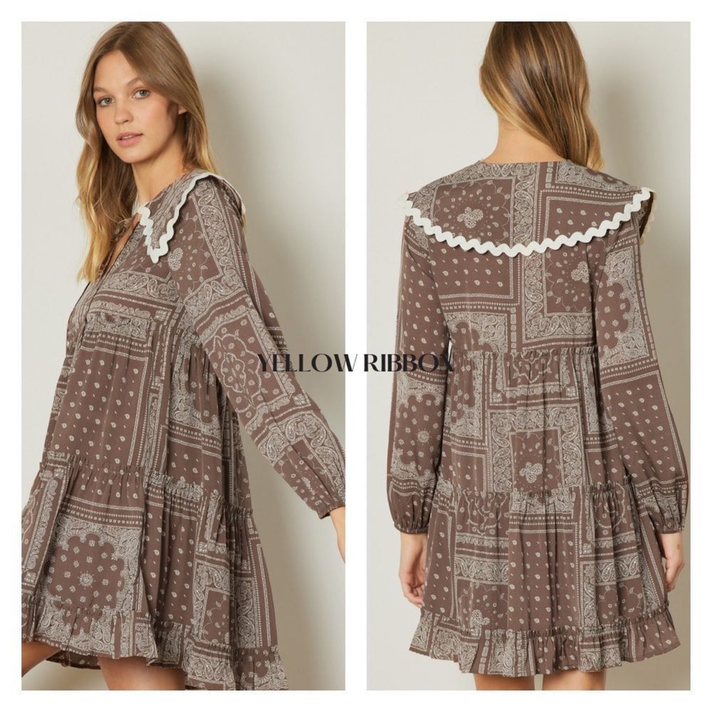 🆕 Oversized Collar Long-Sleeve Dress - Picture 2 of 3